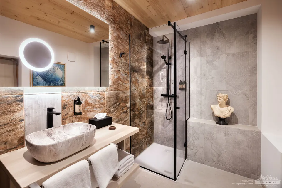 Stone bathroom at Hotel Julian Alps