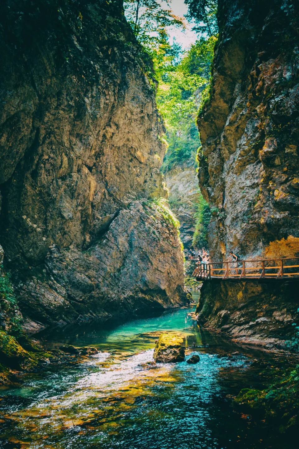 Wooden boardwalk in a gorge